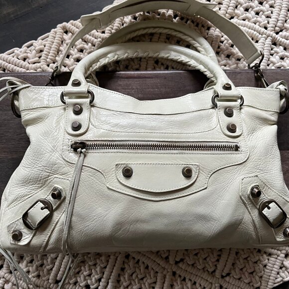 Authentic BALENCIAGA The First Hand Bag Ivory Leather 2005 Awesome - Picture 3 of 16